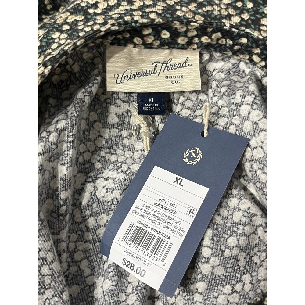 NWT Universal Thread Blue Green Floral Corduroy Long Sleeve Blouse Top SIZE XL - Picture 6 of 7